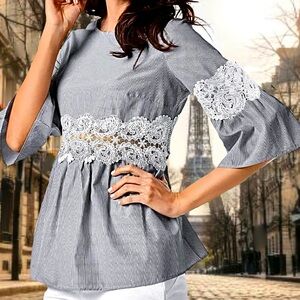 Authentic Parisian Laced Empire Waist Blouse.